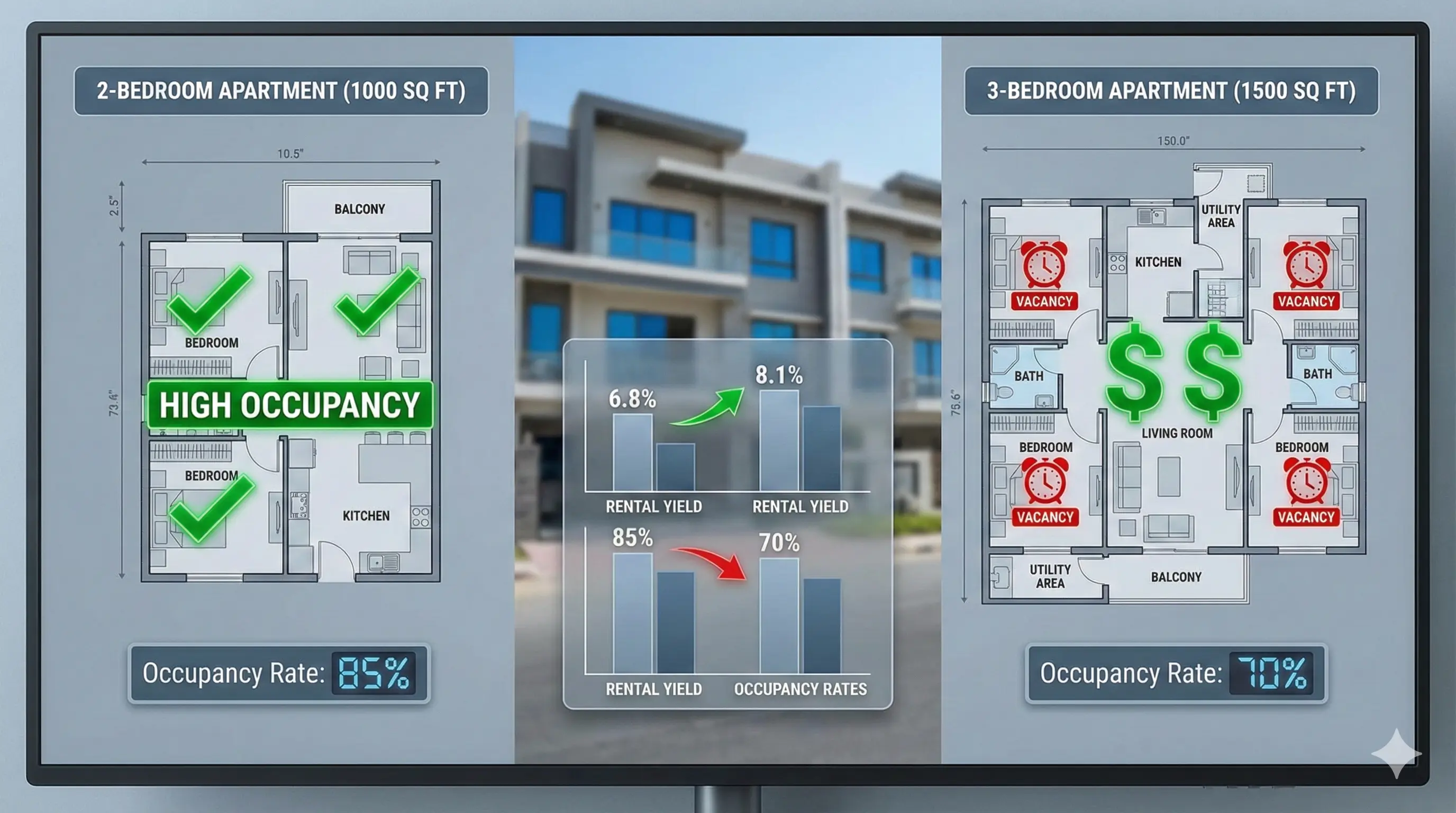 2BR Rents Faster But 3BR Yields More: 2 Bedroom Apartments Bahria Town