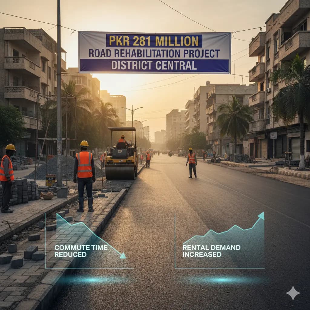 PKR 281 Million Karachi Road Rehabilitation: How Infrastructure Upgrades Affect Apartment Commute Times and Rental Demand