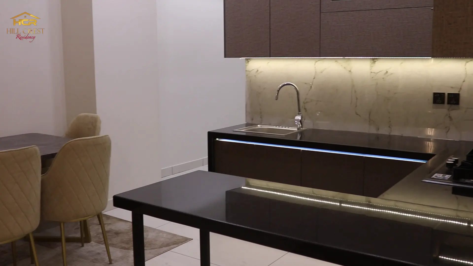 Hill Crest Residency luxury apartment living room interior with modern furnishing