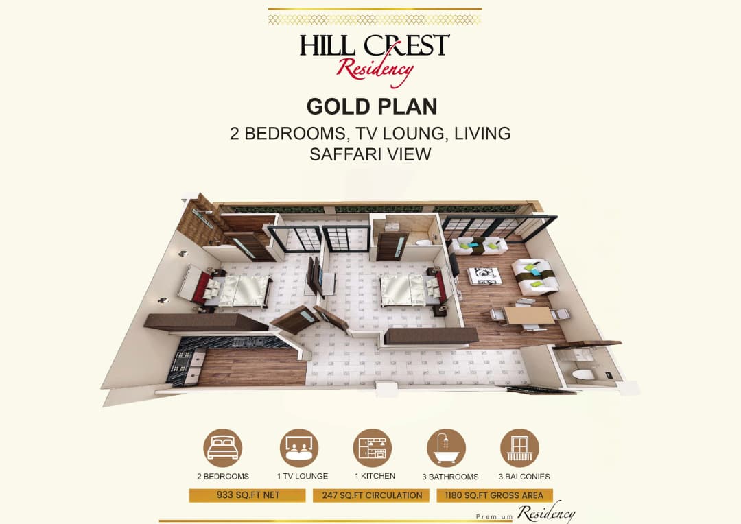 2 Bed Gold
